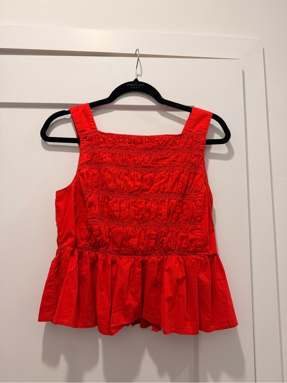 J. Crew Red Smocked Peplum Tank